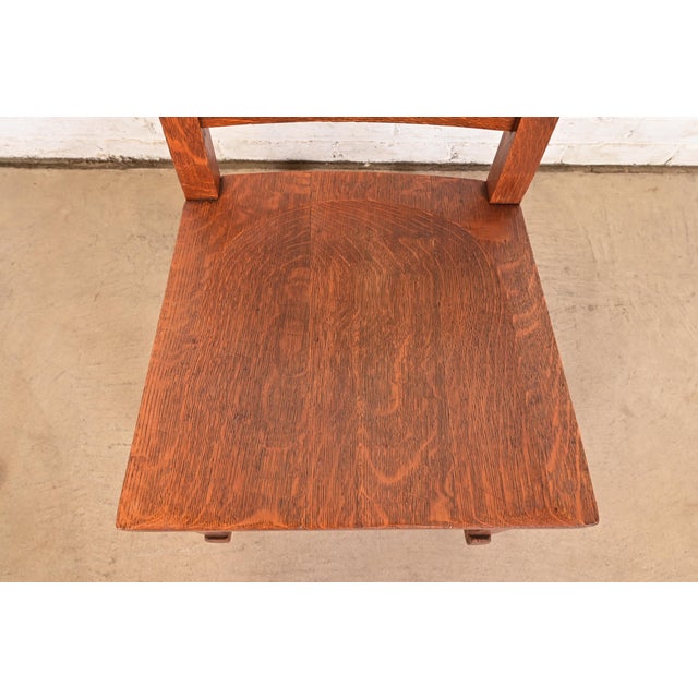 Wood Stickley Brothers Antique Mission Oak Arts & Crafts Sewing Rocking Chair, Circa 1900 For Sale - Image 7 of 12