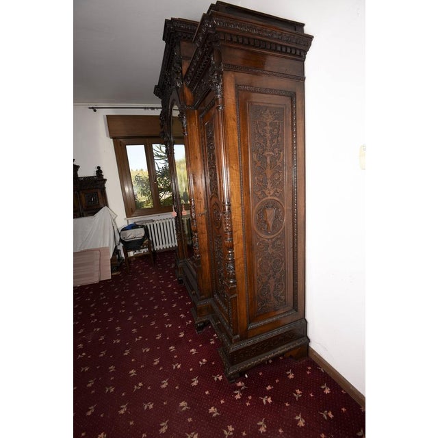 Brown Carved Walnut Cabinet from Sellerio Giuseppe Milano For Sale - Image 8 of 18