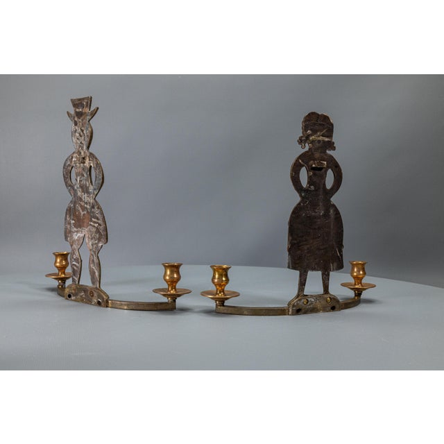 Scandinavian Brass Figural Wall Candleholders, 1970s, Set of 2 For Sale - Image 10 of 18