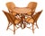 Vintage Woven Rattan Garden Set of Round Table and Armchairs, 1950s, Set of 5 For Sale
