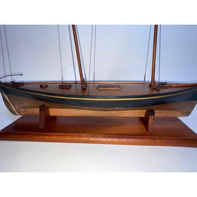Wood Antique Model of a Double Ended Trading Vessel For Sale - Image 7 of 11
