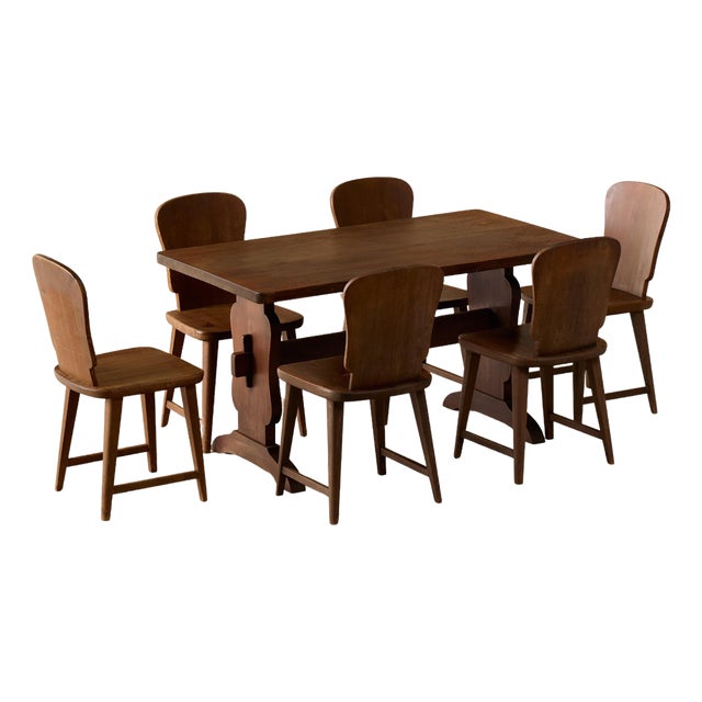 Swedish Modern Dining Table Set, 1940s, Set of 7 For Sale