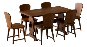 Swedish Modern Dining Table Set, 1940s, Set of 7