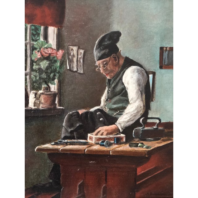 Vintage Original Cottage Oil Painting: Gilded Framed Interior Art For Sale - Image 4 of 12