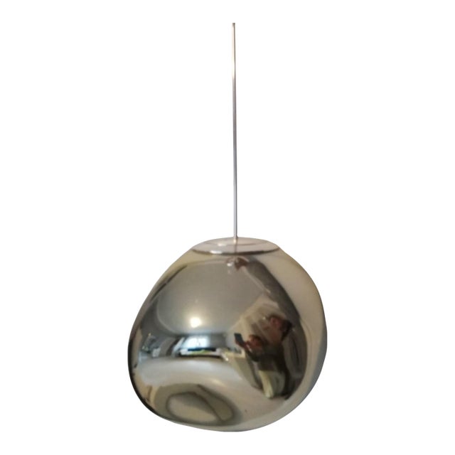 Late 20th Century Mirrored “Golden Ball” Chrome Pendant Lamp, Tom Dixon Design For Sale