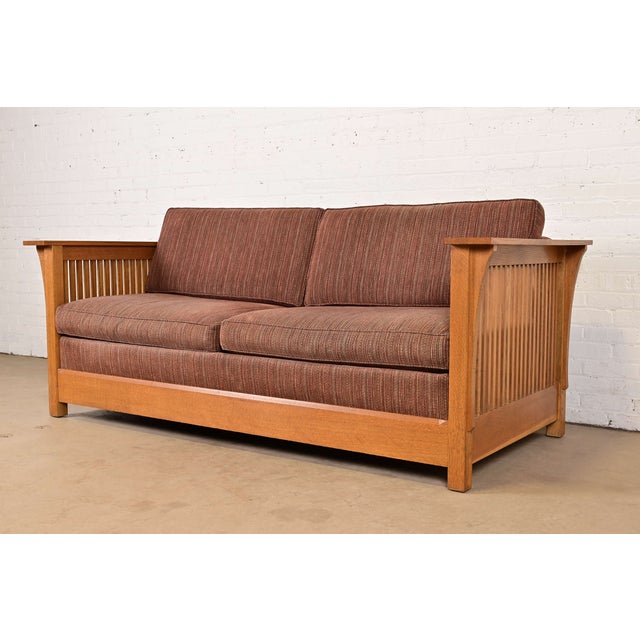 Stickley Stickley Mission Oak Arts and Crafts Spindle Sleeper Sofa For Sale - Image 4 of 18