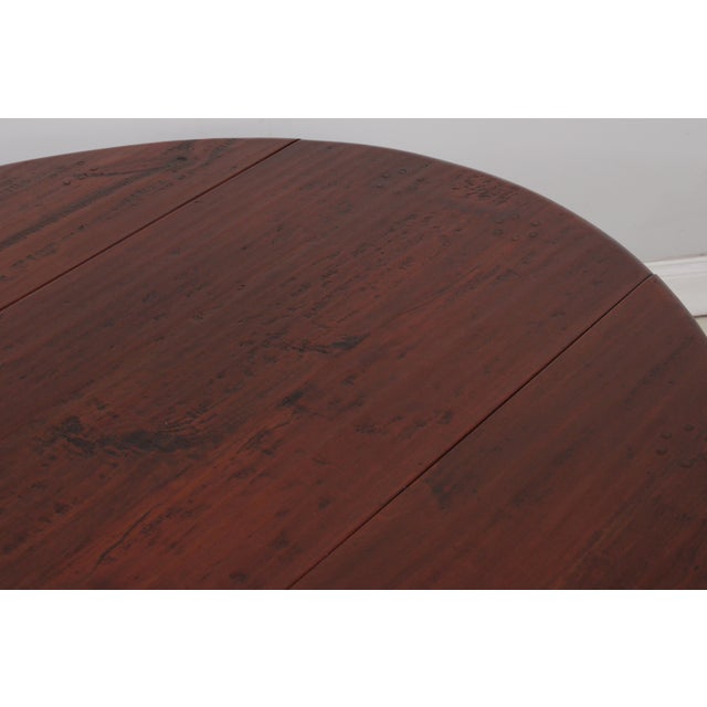 Brown Custom Made Large Walnut Gateleg Drop Leaf Dining Table For Sale - Image 8 of 18