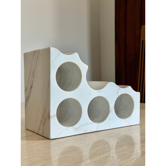 Stone Carved Marble Sculptural Block Wine Rack or Sparkling Water Bottle Display For Sale - Image 7 of 12