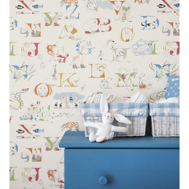 Alphabet Zoo Wallpaper by Sanderson Nursery Wallpaper Sample Chairish