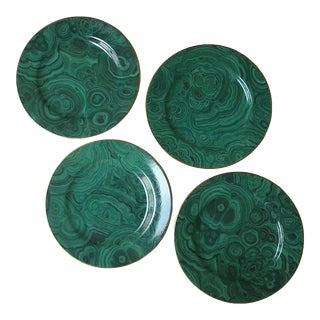 Malachite Porcelain Plates, Set of 4 For Sale