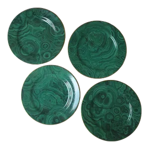 Malachite Porcelain Plates, Set of 4