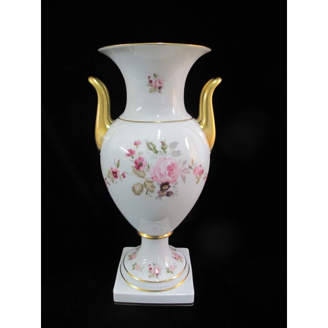 White Hutscehnreuther German Hand Painted Porcelain Urn Shaped Floral Vase For Sale - Image 8 of 8