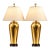 1960’s Paul Hanson Hammered Polished Brass Chinoiserie Table Lamps With Coin Finials For Sale