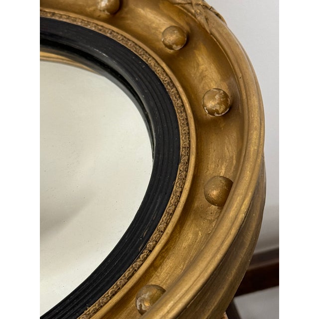 Wood 19th Century Convex Gilt Mirror For Sale - Image 7 of 8