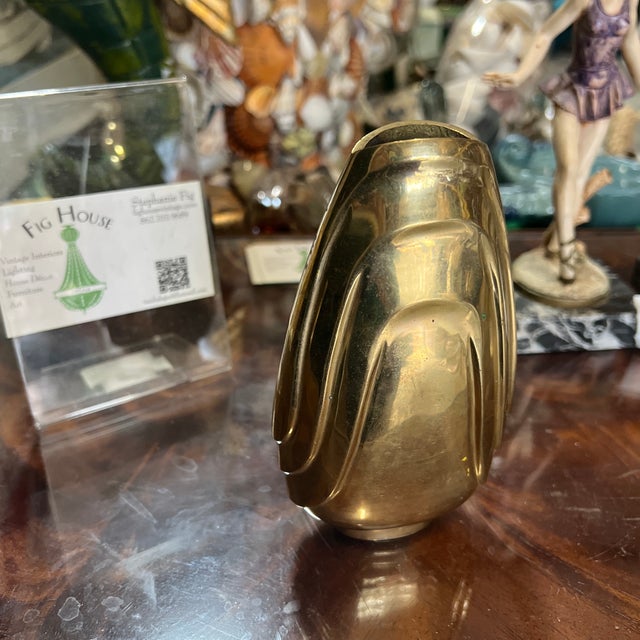 Up for consideration is a beautiful vintage abstract style brass vase. This would look lovely in your home and it is a...