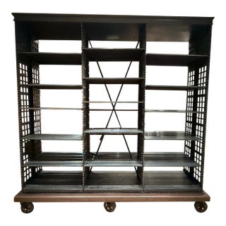 Black Steel Library Shelves 1890's For Sale