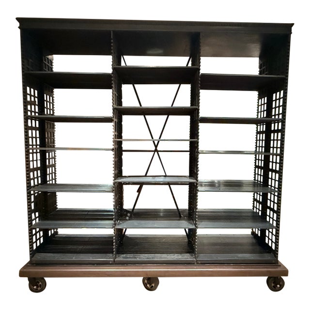 Black Steel Library Shelves 1890's For Sale