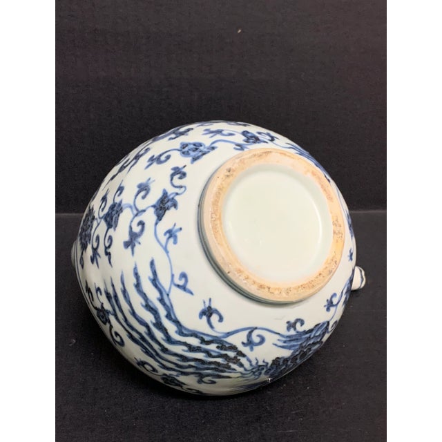 Blue Late 20th Century Chinese Art Porcelain Blue and White Tea Pot For Sale - Image 8 of 11