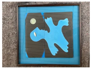 Alain Rothstein, The Blue Man, 1991, Oil on Cardboard, Framed