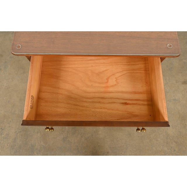 Paul McCobb Style Mid-Century Modern Walnut and Woven Shelf End Table by Lane, Circa 1960s For Sale - Image 11 of 17