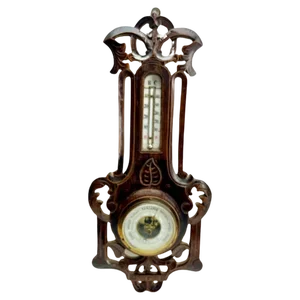 Large Art Nouveau Style Weather Station in Carved Walnut, Belgium, 1910