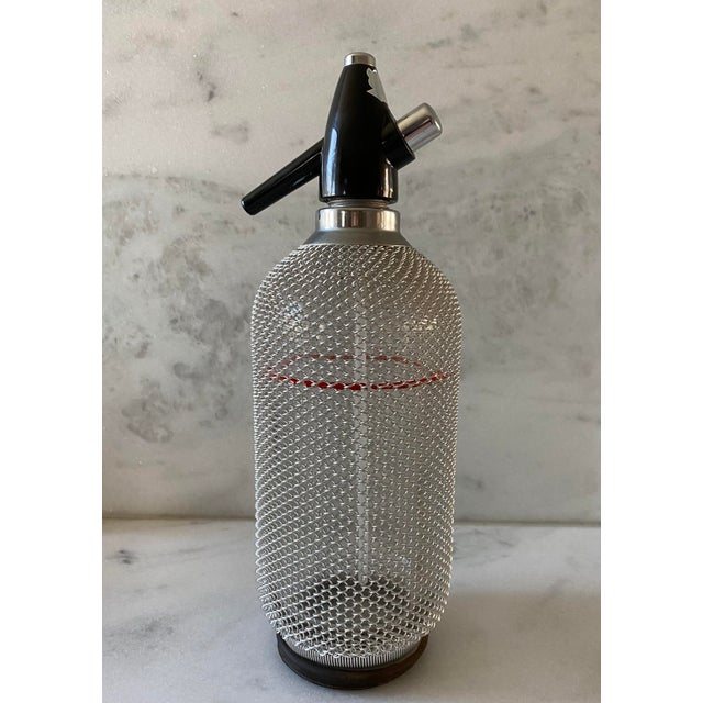 Vintage Soda Siphon Seltzer Glass Bottle With Metal Mesh by