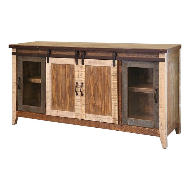 Greenview Multi-Color Sliding Door Tv Stand - 70" For Sale