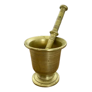 Vintage Rustic Country French Style Heavy Brass Mortar and Pestle
