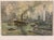 Original oil on canvas of an atomospheric maritime composition depicting a French harbor scene with a prominent...