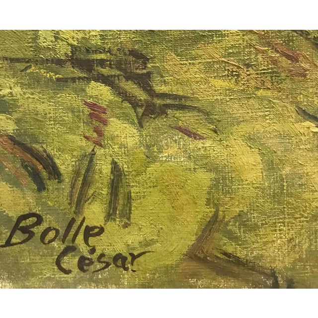 Rustic César Alphonse Bolle, House Seen from Above, Oil on Canvas For Sale - Image 3 of 8