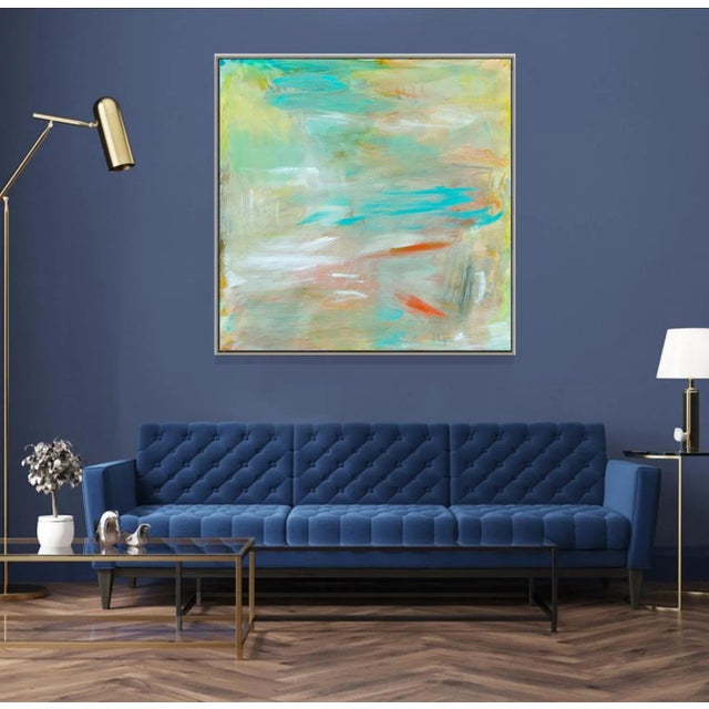 "Koi Pond" by Trixie Pitt Large Abstract Expressionist Coastal Painting For Sale - Image 9 of 12