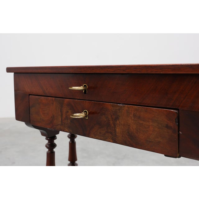 Louis Philippe Side Table with Two Drawers and Turned Twin Legs, France, 1850s For Sale - Image 11 of 16