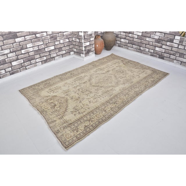 1960s Beige Handknotted Wool Area Carpet For Sale - Image 4 of 10