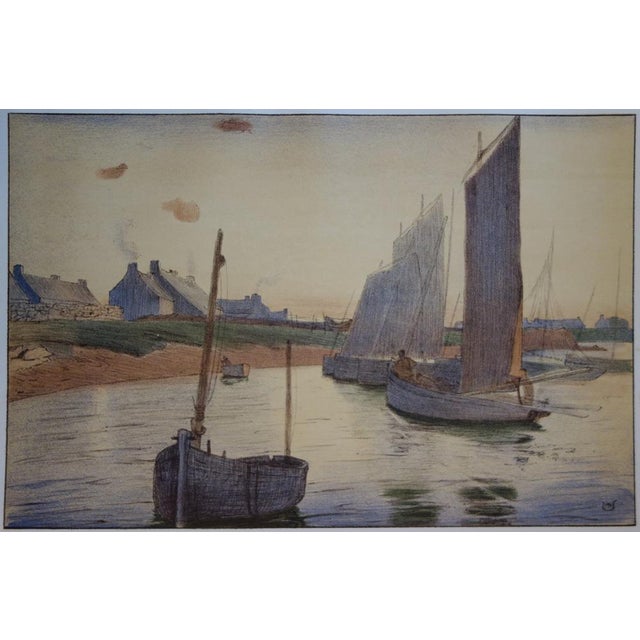 R.-A. Ulmann sadness on the sea Original color lithograph on thin vellum Signed in the plate Size 31 x 40cm Lithograph...