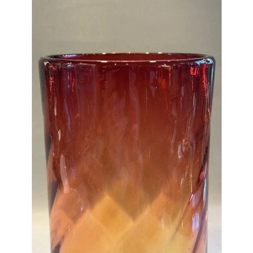 Red 9.5" Antique Victorian Amberina Swirl Art Glass Vase For Sale - Image 8 of 12