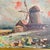 Gold Antique Gold Ornate Frame With Oil on Canvas "Windmill at Dusk" For Sale - Image 8 of 10