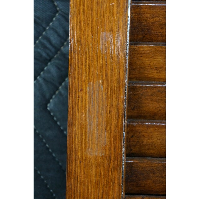 Wood Pair Mid-Century Chinoiserie Elm Louvered Double Bi Fold Doors Brass Shou Pulls For Sale - Image 7 of 18