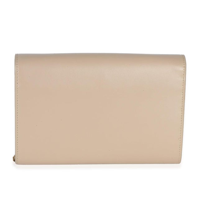 Yves Saint Laurent Tan Smooth Calfskin Cassandre Chain Clutch For Sale - Image 4 of 9