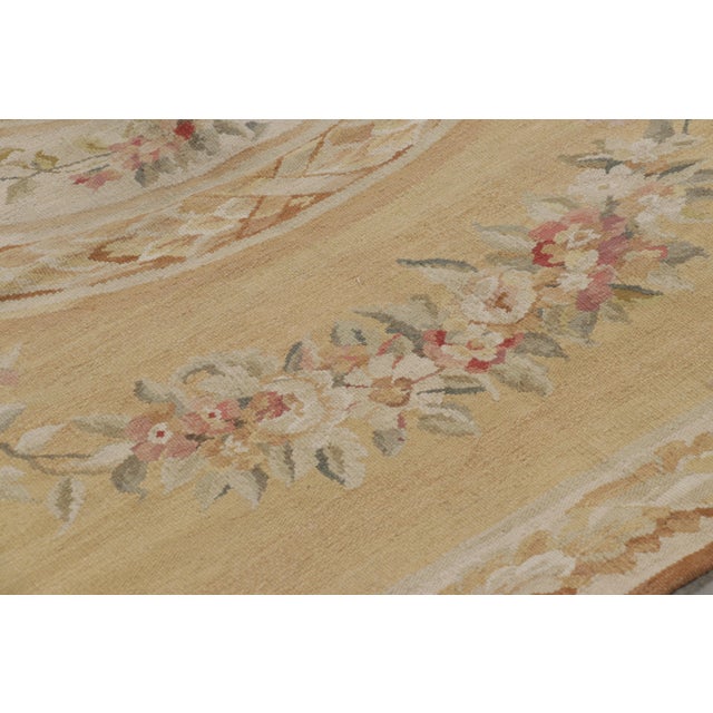 Rug & Kilim’s Aubusson Style Rug in Light Gold and Cream With Floral Medallion For Sale In New York - Image 6 of 9