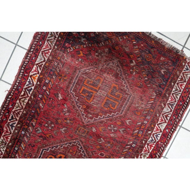 1900s, Antique Persian Shiraz Handmade Distressed Rug 3 X 4 For Sale - Image 4 of 12