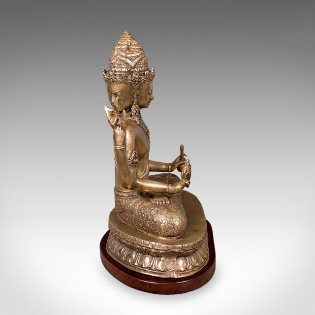 Religious Antique Dattatreya Figure, Balinese, Bronze, Religious Icon, Hinduism, Victorian For Sale - Image 3 of 12