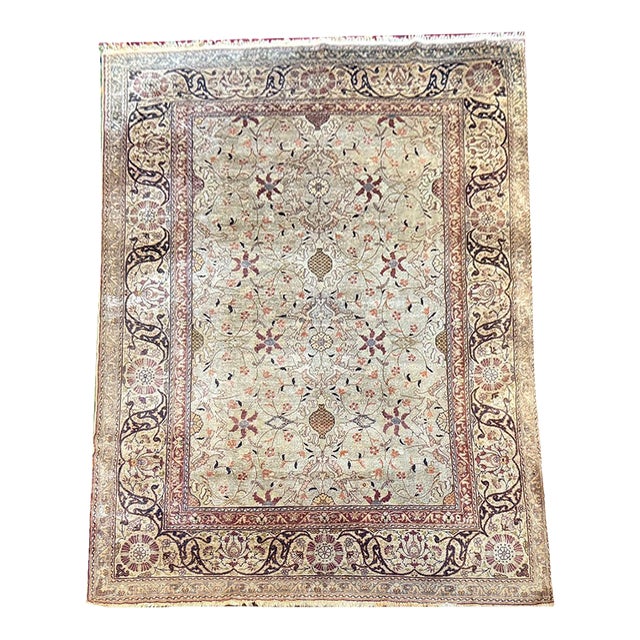 A Breathtaking Antique Turkish 100% Silk Keyseri Rug "Sculpture/Souf Weaving" For Sale