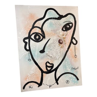 Peter Keil Unique Abstract Sea Shell Lady Canvas For Sale