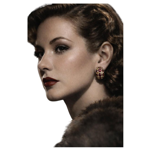 Bochic “Orient” Vintage Natural Bubble Ruby Earrings 18K Gold & Silver For Sale - Image 4 of 12