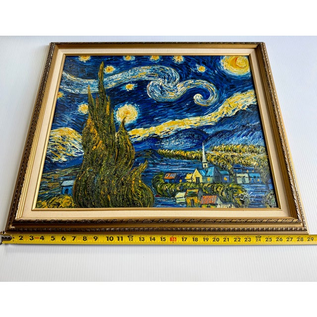 Late 20th Century Oil on Canvas After Van Gogh “The Starry Night” For Sale - Image 16 of 16