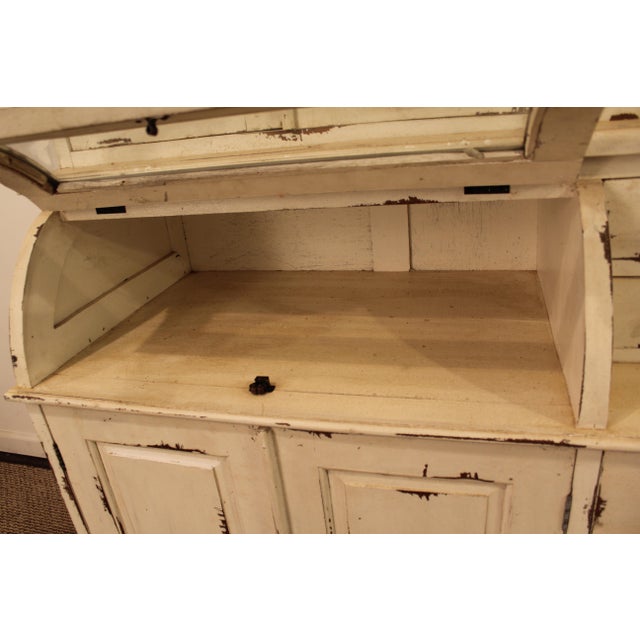 Large Country French Rustic Distressed White Bread Cupboard Chairish