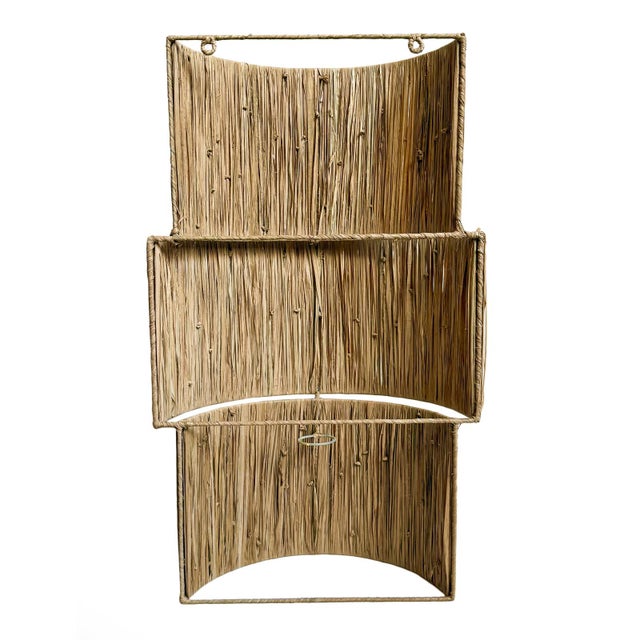 Contemporary Organic Modern Coastal Natural Grass Tiered Wall Sconce For Sale - Image 3 of 9
