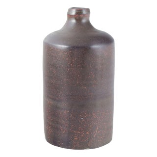 Tall European Cylindrical Deep Violet Glazed Studio Pottery Vase For Sale