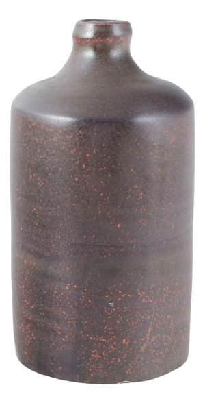 Tall European Cylindrical Deep Violet Glazed Studio Pottery Vase