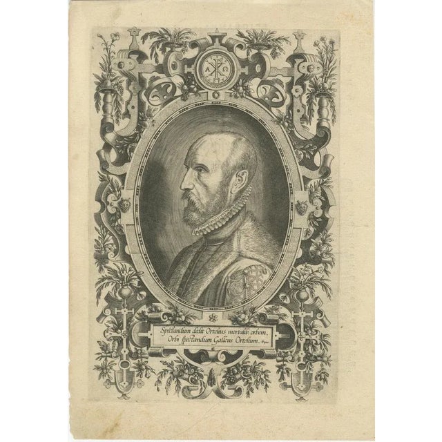 Title: Portrait of Abraham Ortelius Engraved by Philippe Galle, first published in 1579, featured in the *Theatrum Orbis...